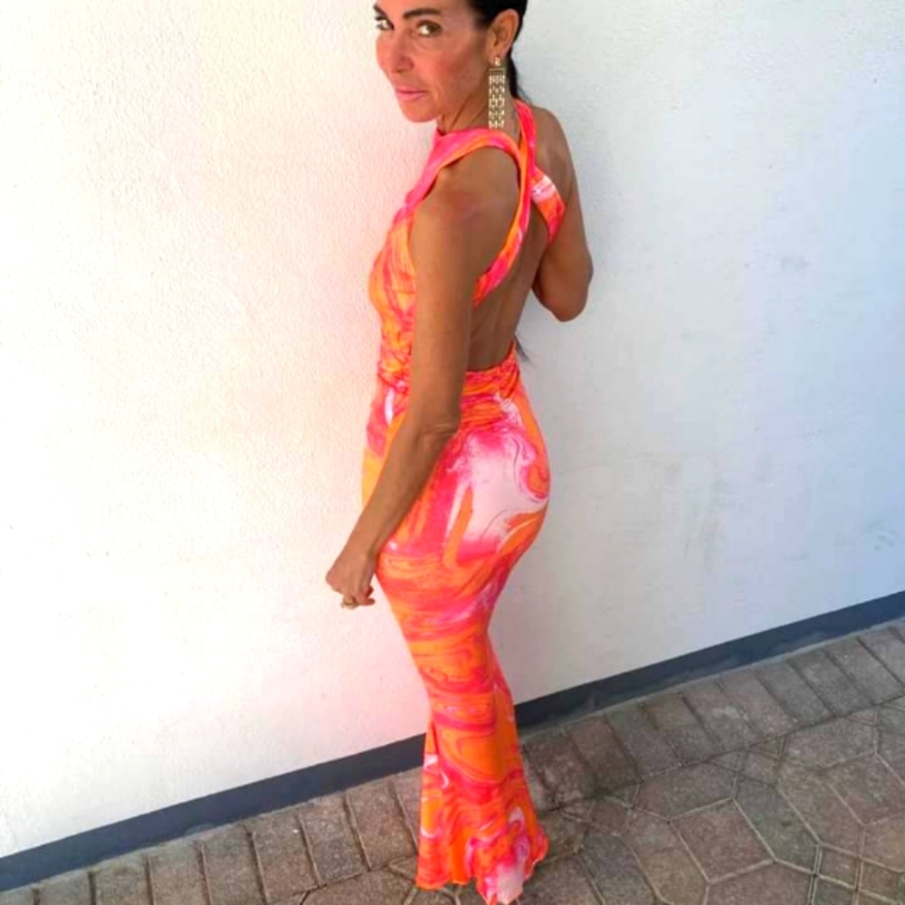 Multiple Color Long Stretch Dress - Picture 3 of 4